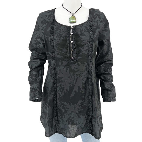 STEWART + BROWN 100% Organic Cotton Black / Grey Blouse L - Picture 1 of 7